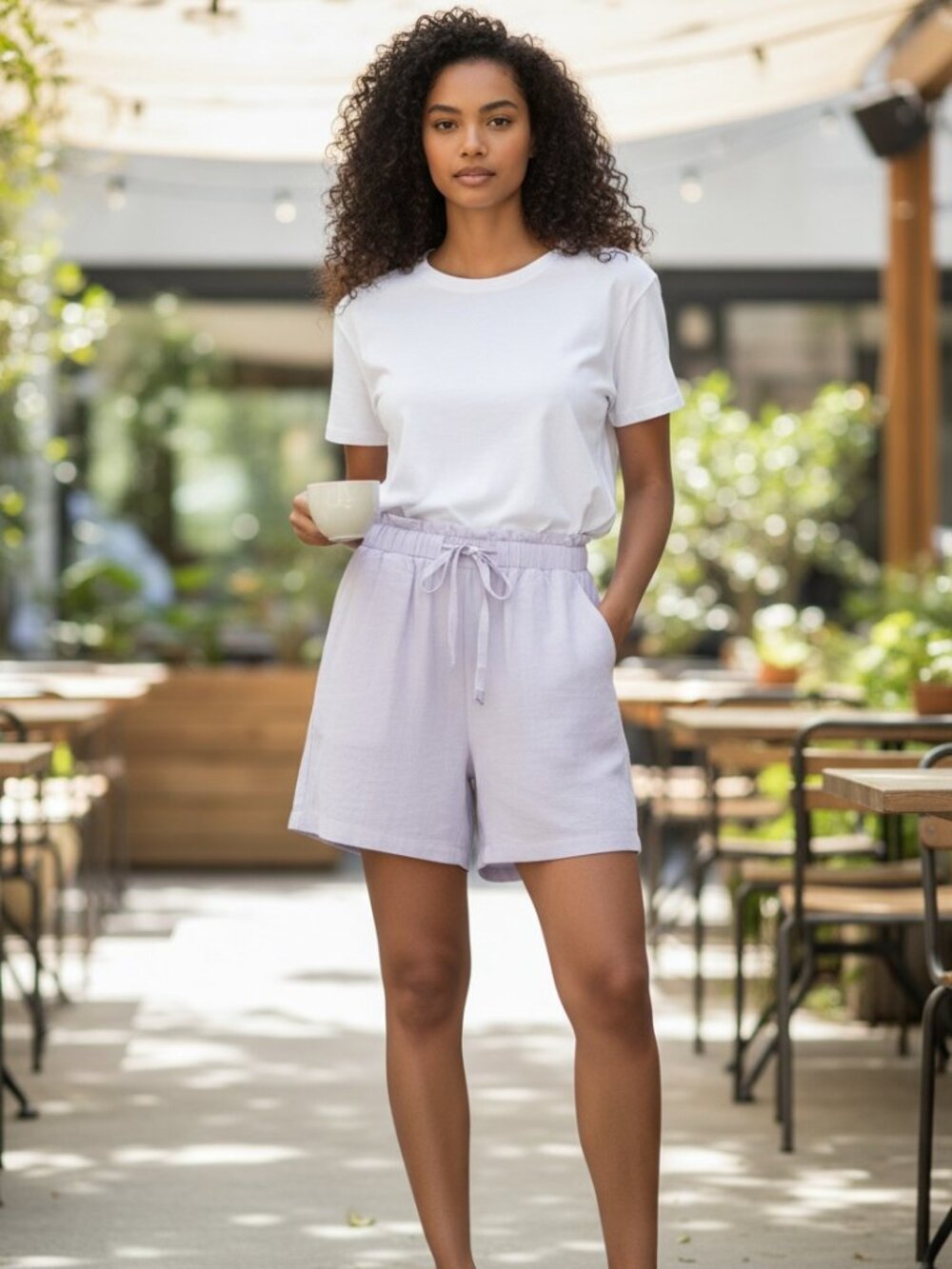 Gentle Fawn Lilac Paper Bag Waist Shorts - High Rise - Tencel Blend - Size XL